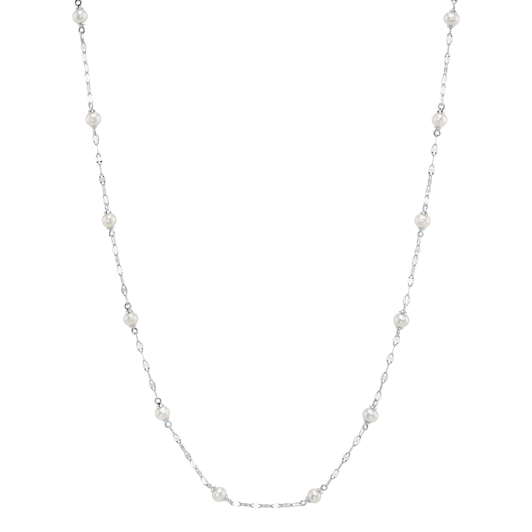14K Gold Pearl Station Tinsel Chain Necklace - Replica Handbags
