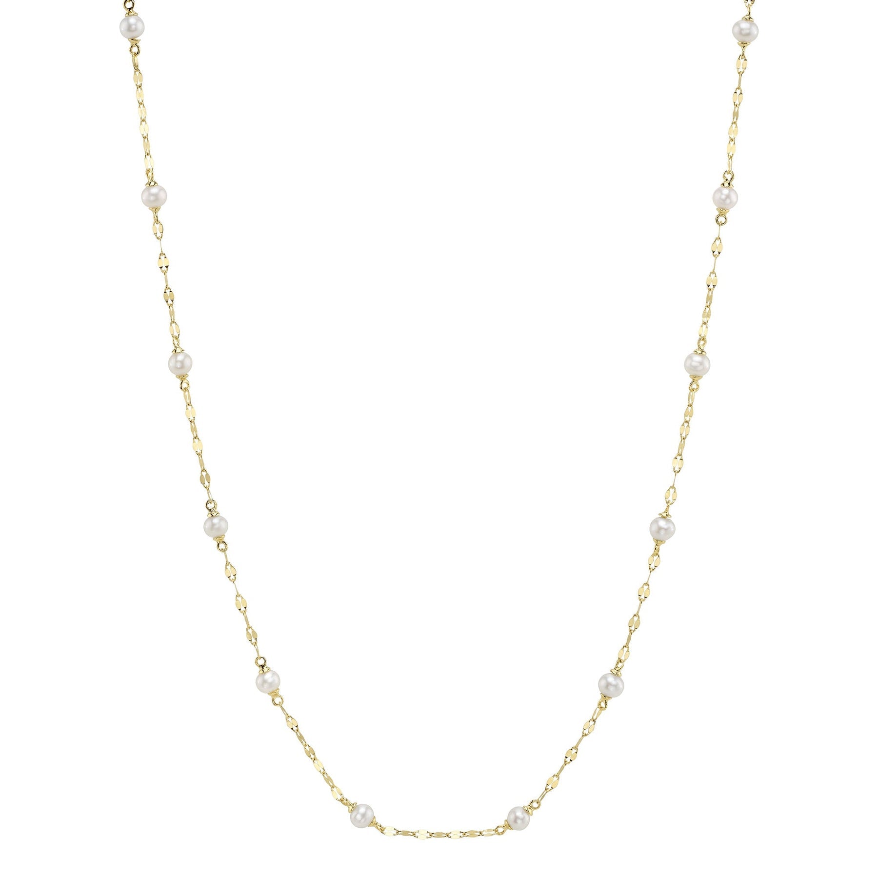 14K Gold Pearl Station Tinsel Chain Necklace -  Replica Handbags 