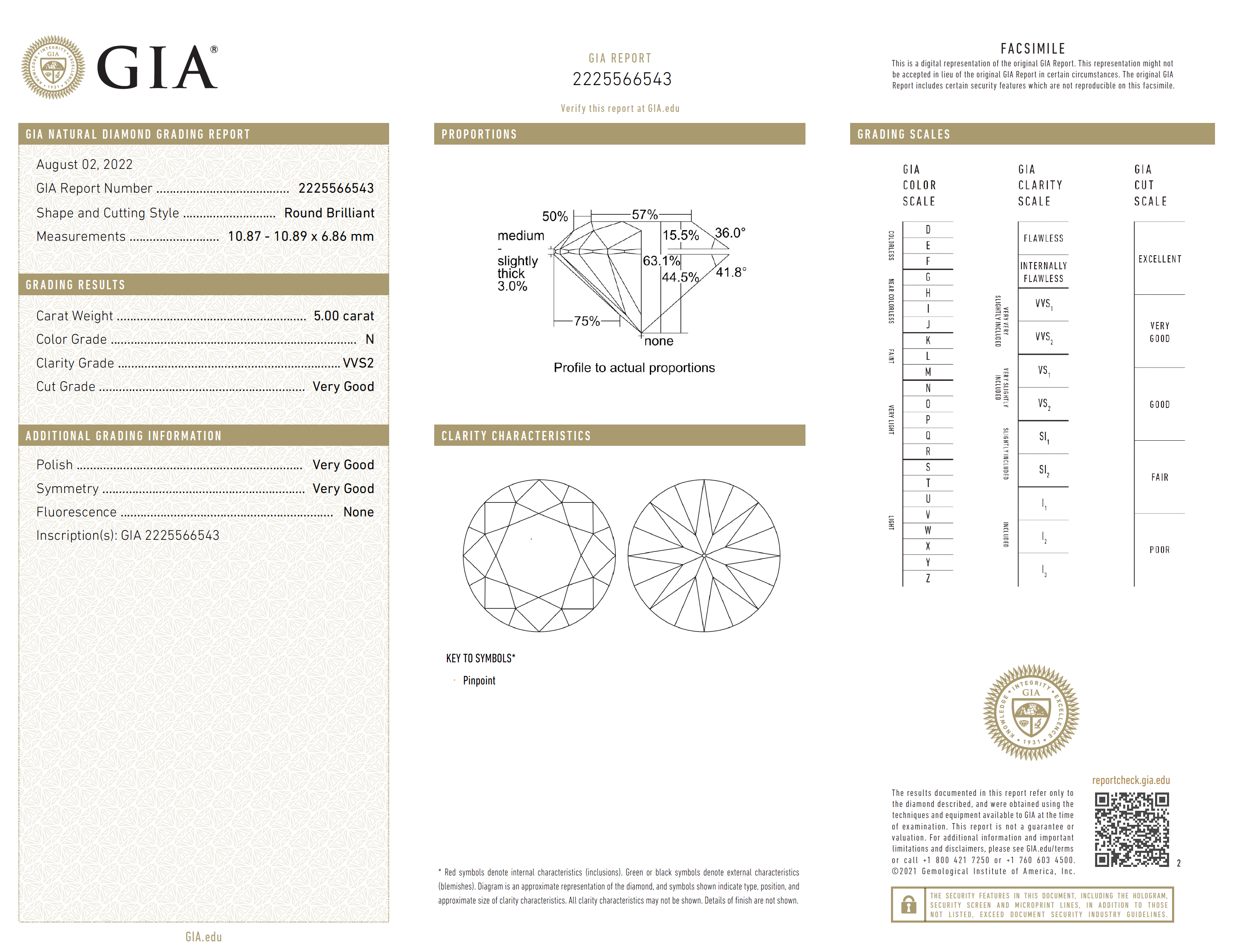 5 Carat Round Brilliant Diamond Engagement in 18K Yellow Gold Platinum GIA Certified - Replica Handbags