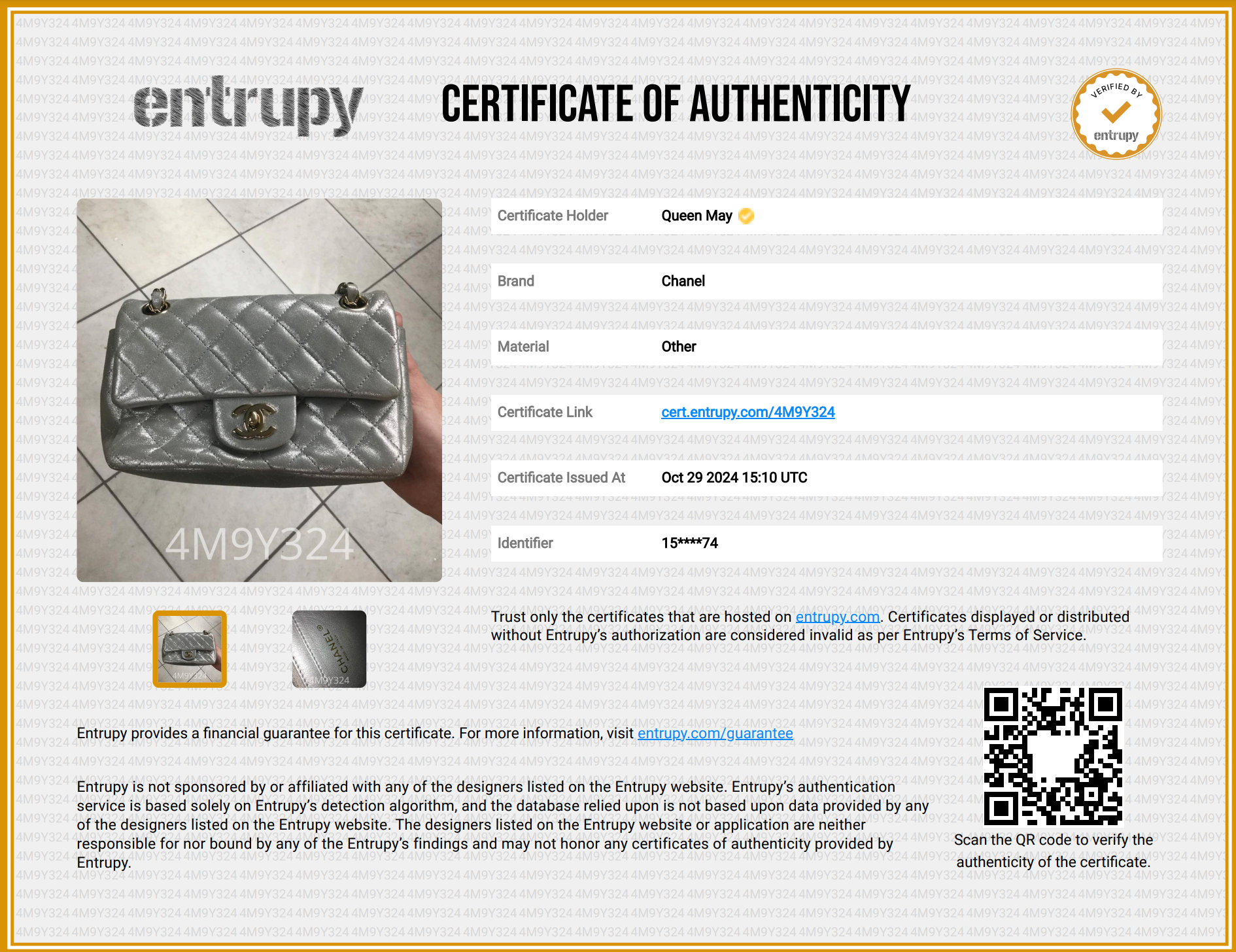 Chanel Iridescent Calfskin Quilted Mini Rectangular Flap Silver - Replica Handbags