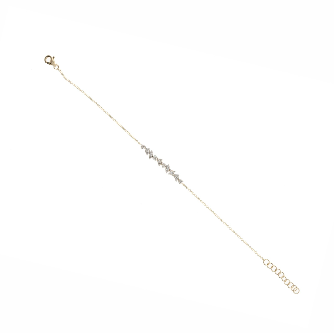 14K Gold Multi Shaped Illusion Diamond Chain Bracelet -  Replica Handbags 