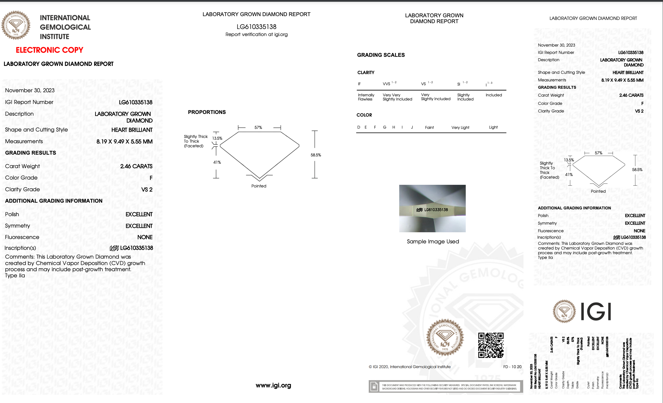 Lab Grown 14K White Gold 2.46 Carat Heart Diamond Engagement Ring - Replica Handbags