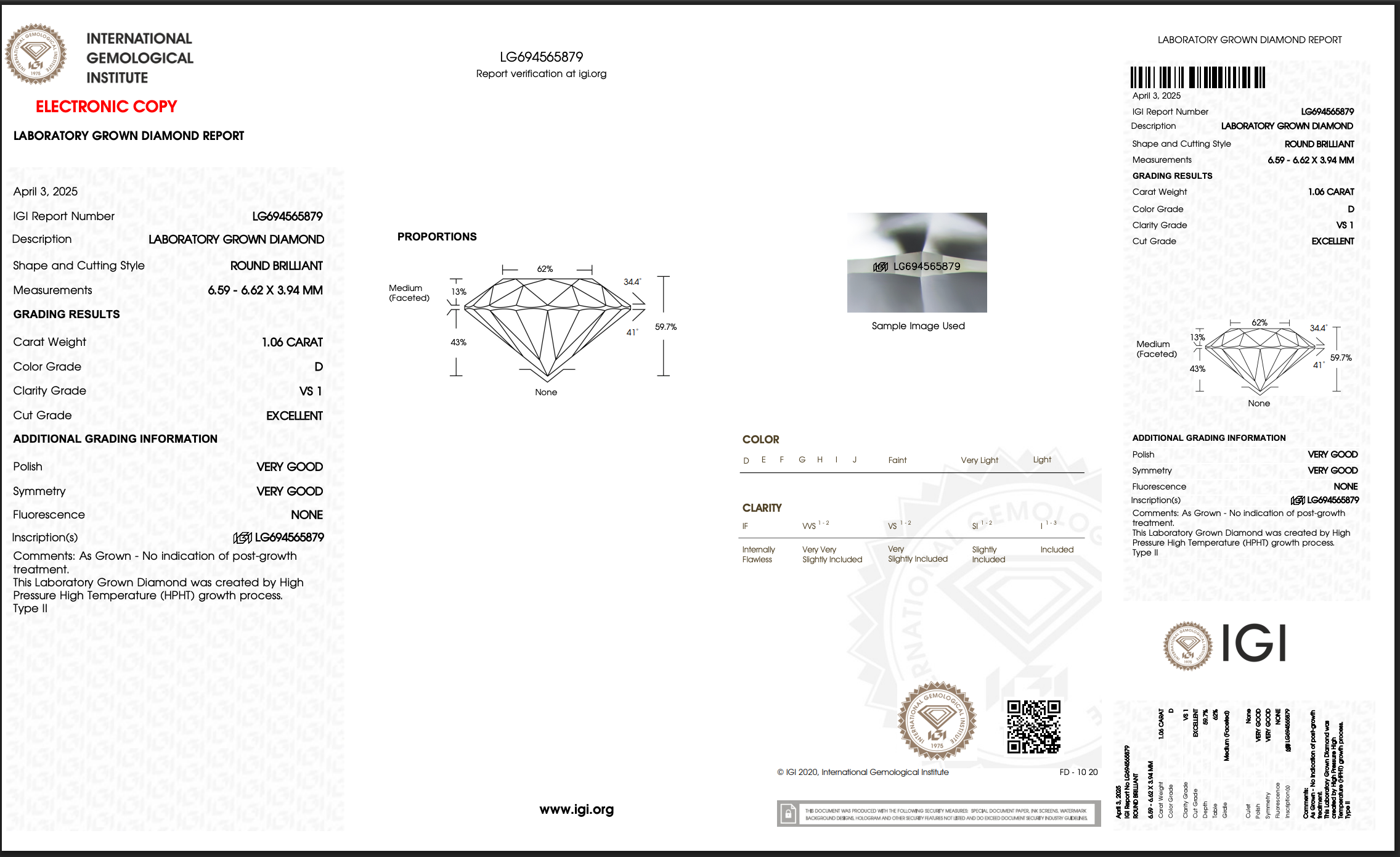 Lab Grown 1.06 Carat Round Diamond Solitaire Pendant Necklace 14K White Gold - Replica Handbags