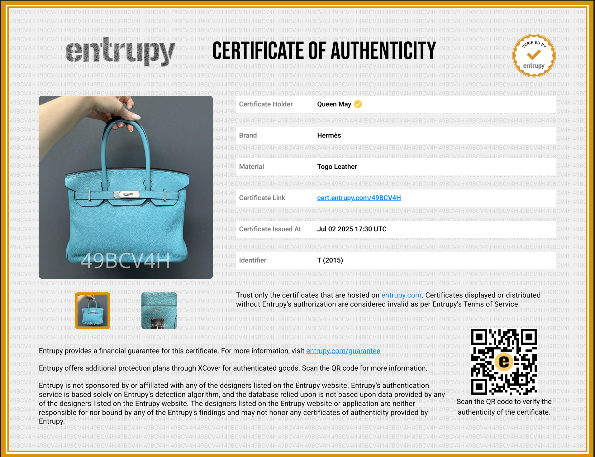 Hermes Birkin Bleu Saint Cyr Togo 30 Palladium Hardware 2015 -  Replica Handbags 