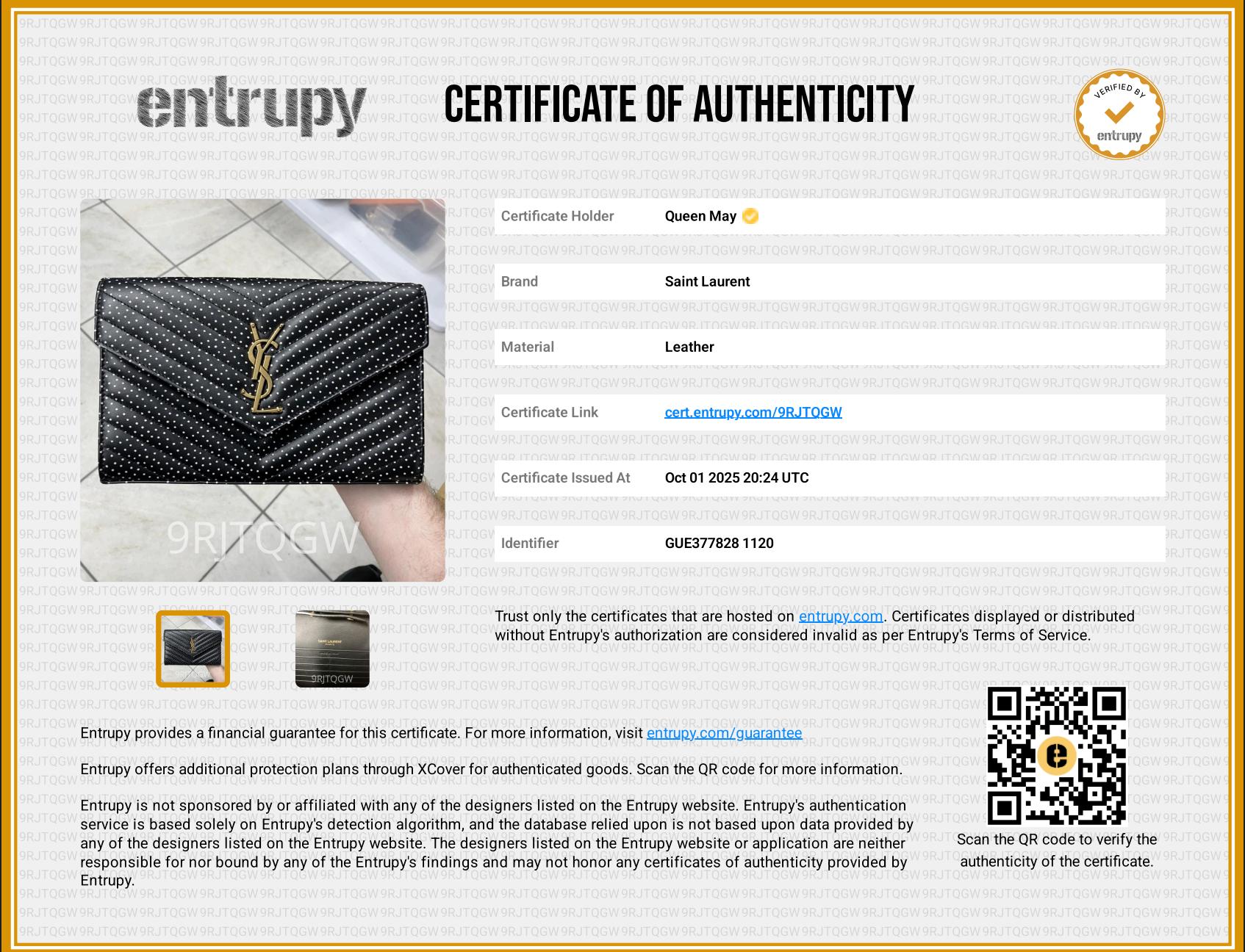 Saint Laurent Polka Dot Kate Wallet On Chain -  Replica Handbags 