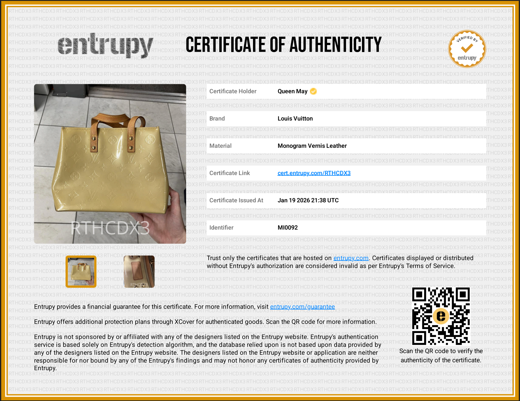 Louis Vuitton Vernis Reade PM Yellow - Replica Handbags