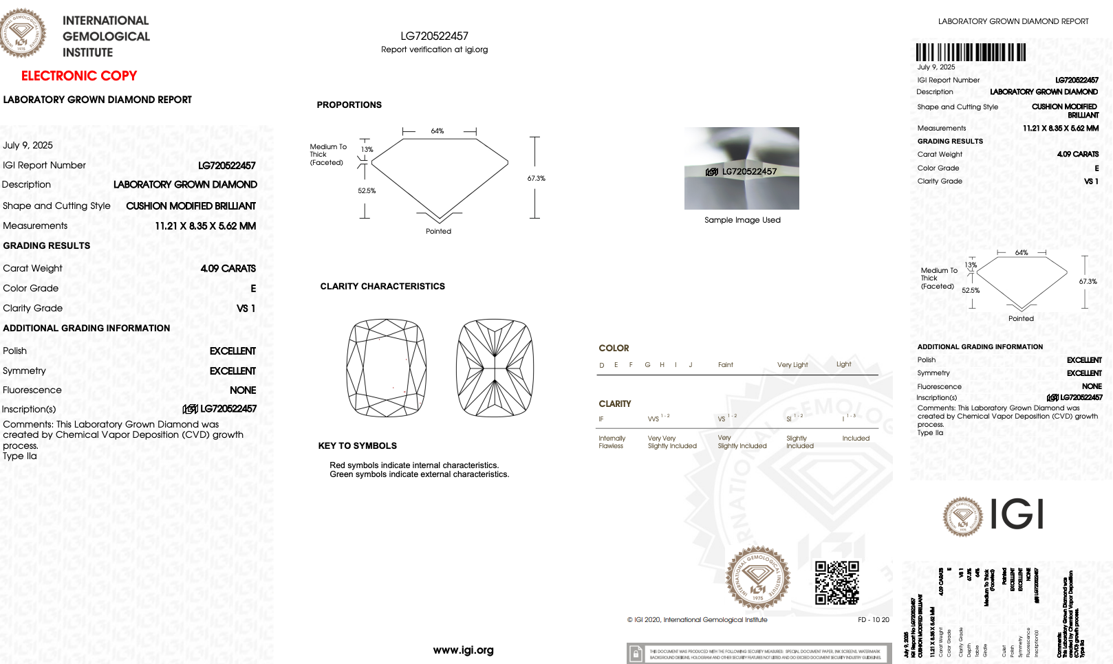 Lab Grown 4.09 Carat Cushion Diamond Solitaire Engagement Ring 14K White Gold