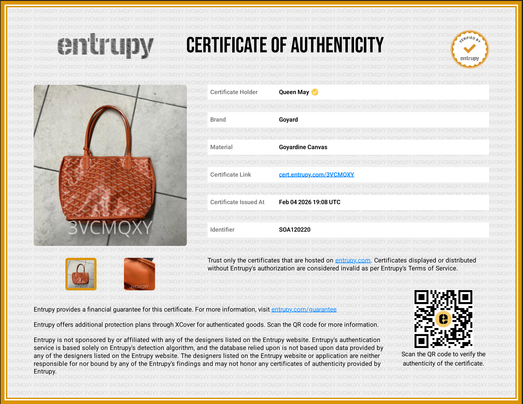 Goyard Mini Anjou Orange Tote