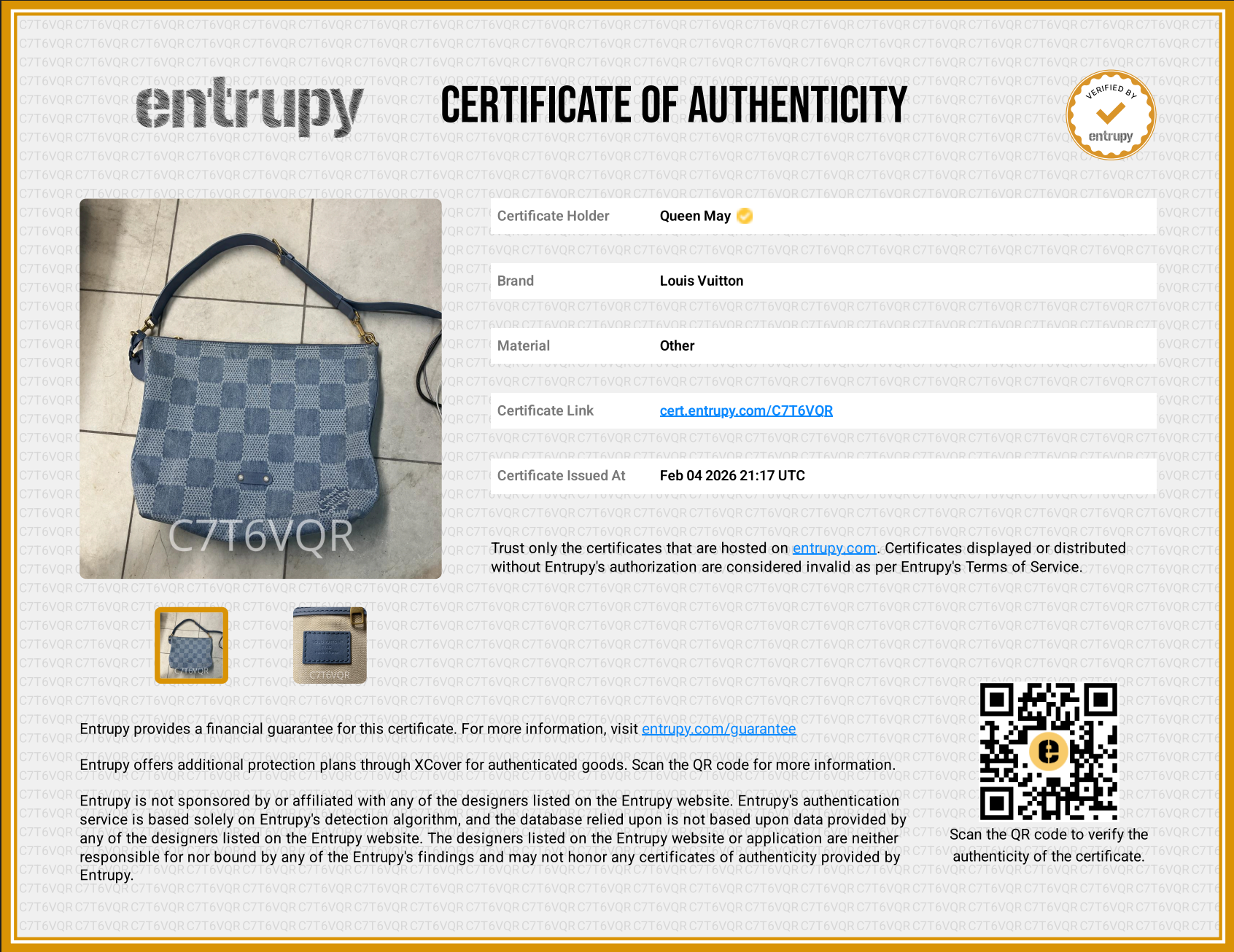 Louis Vuitton Denim Damier Vagabond Hobo Bag