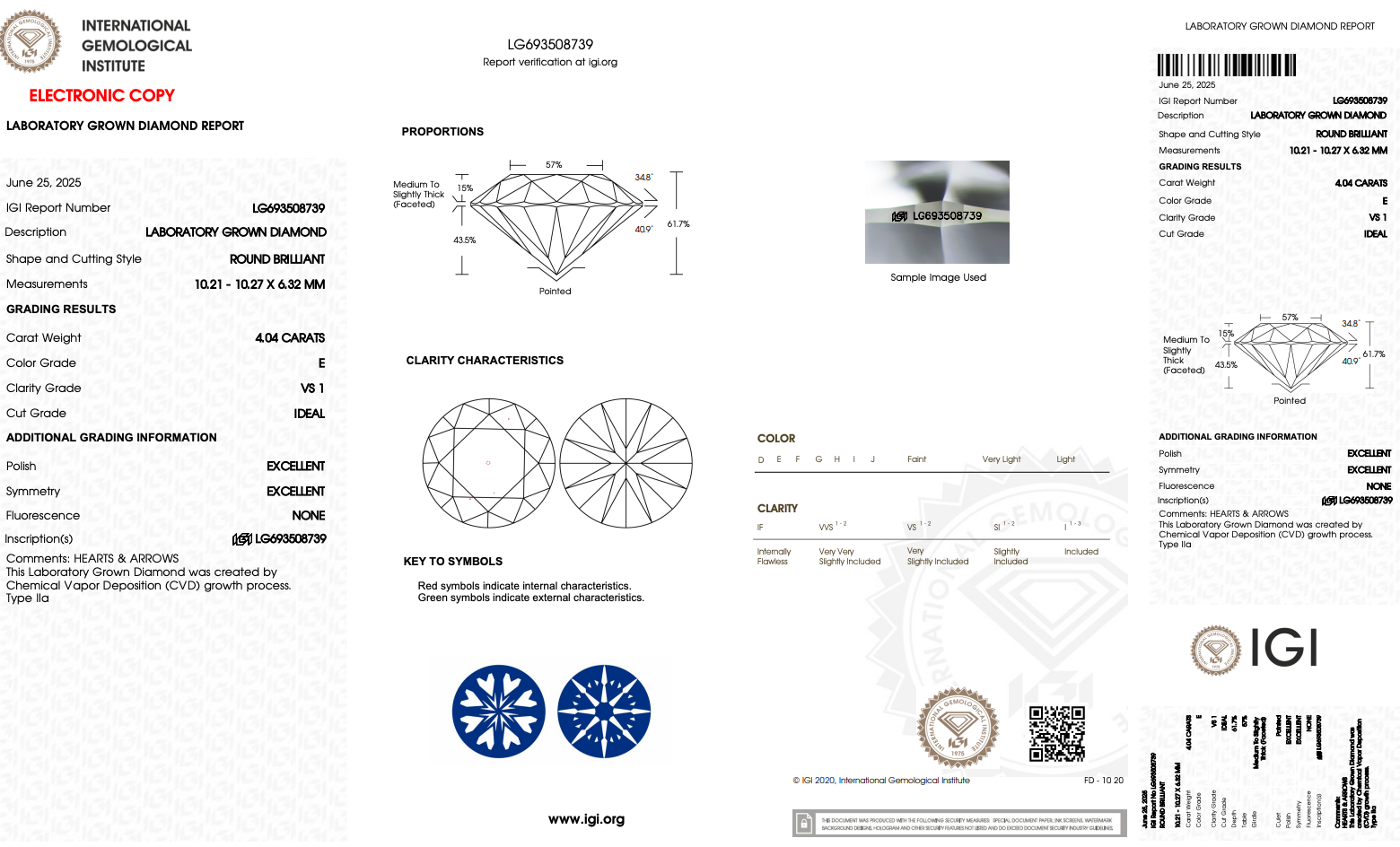 Lab Grown 4 Carat Round Diamond Solitaire Engagement Ring 14K White Gold