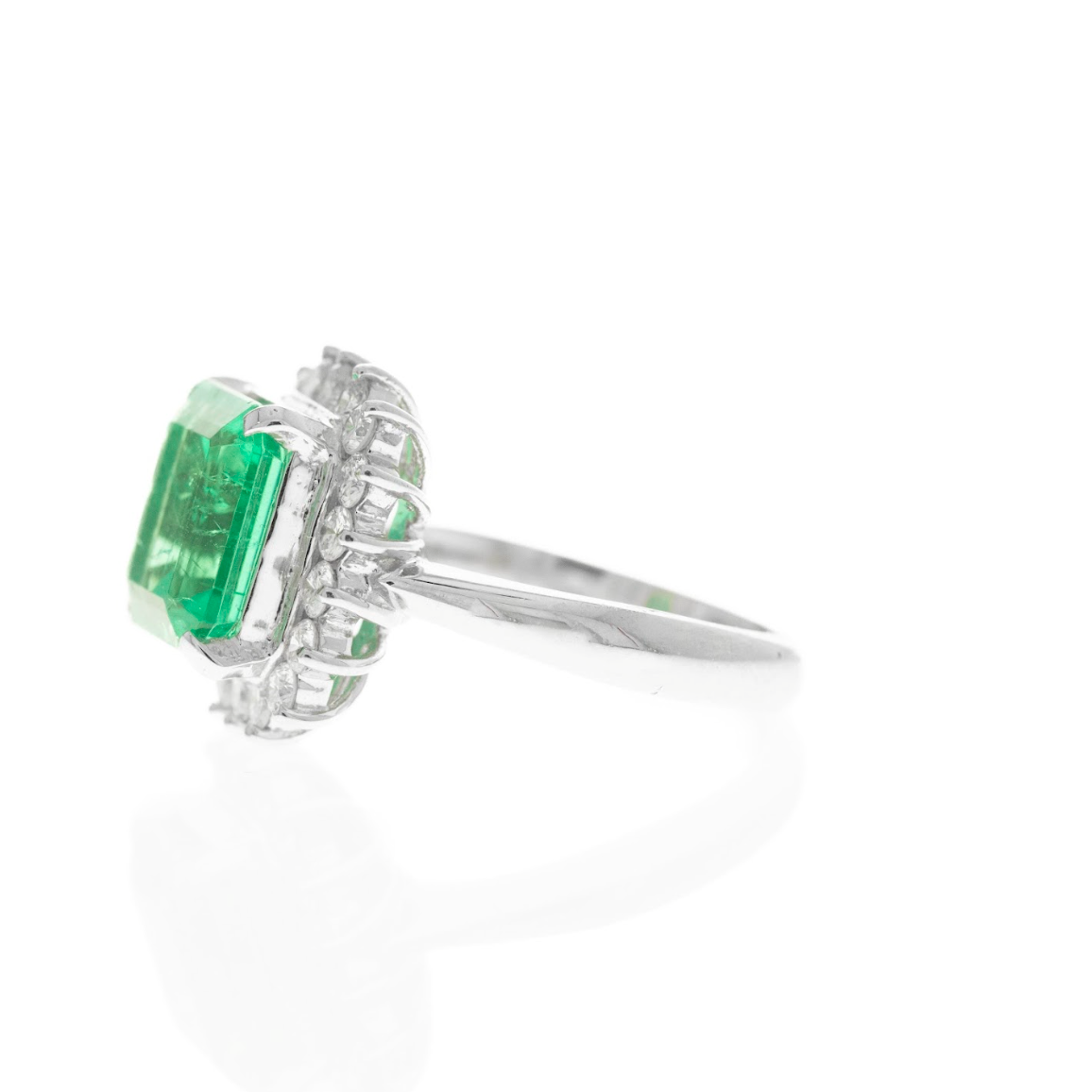 Platinum 3.74 Carat Columbian Emerald Diamond Halo Ring -  Replica Handbags 
