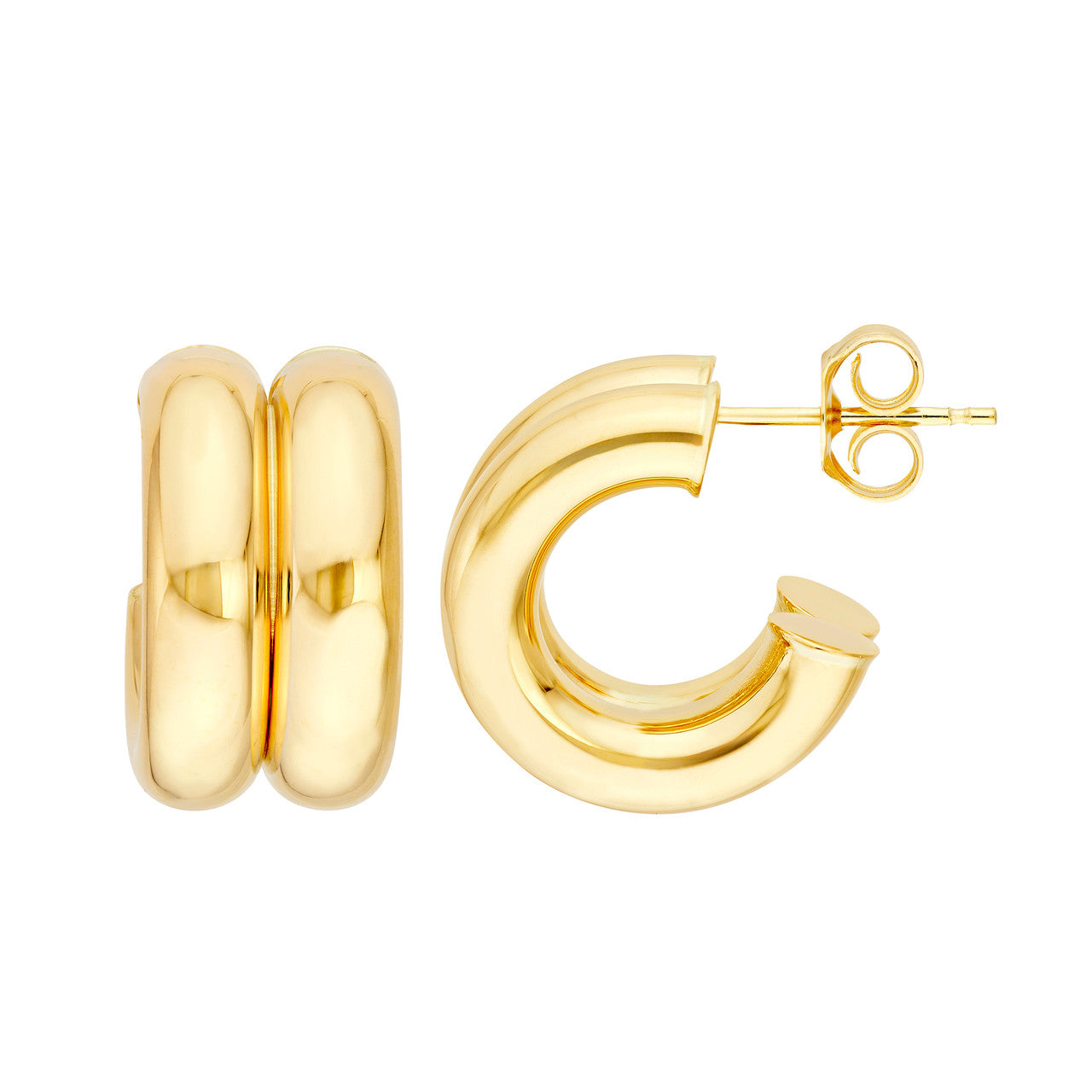 14K Gold 15mm Small Double Open Hoop Earrings - Replica Handbags