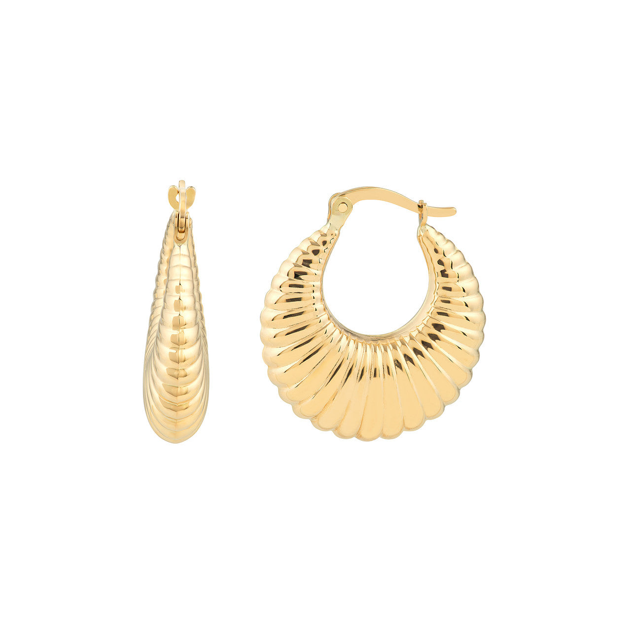 14K Yellow Gold Fluted Hoop Earrings -  Replica Handbags 
