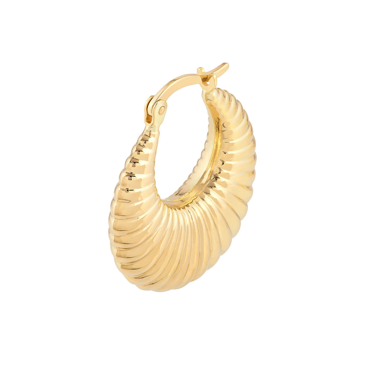 14K Yellow Gold Fluted Hoop Earrings - Replica Handbags