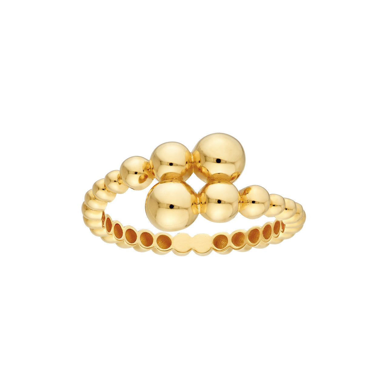 14K Yellow Gold Graduated Bead Bypass Ring - Replica Handbags