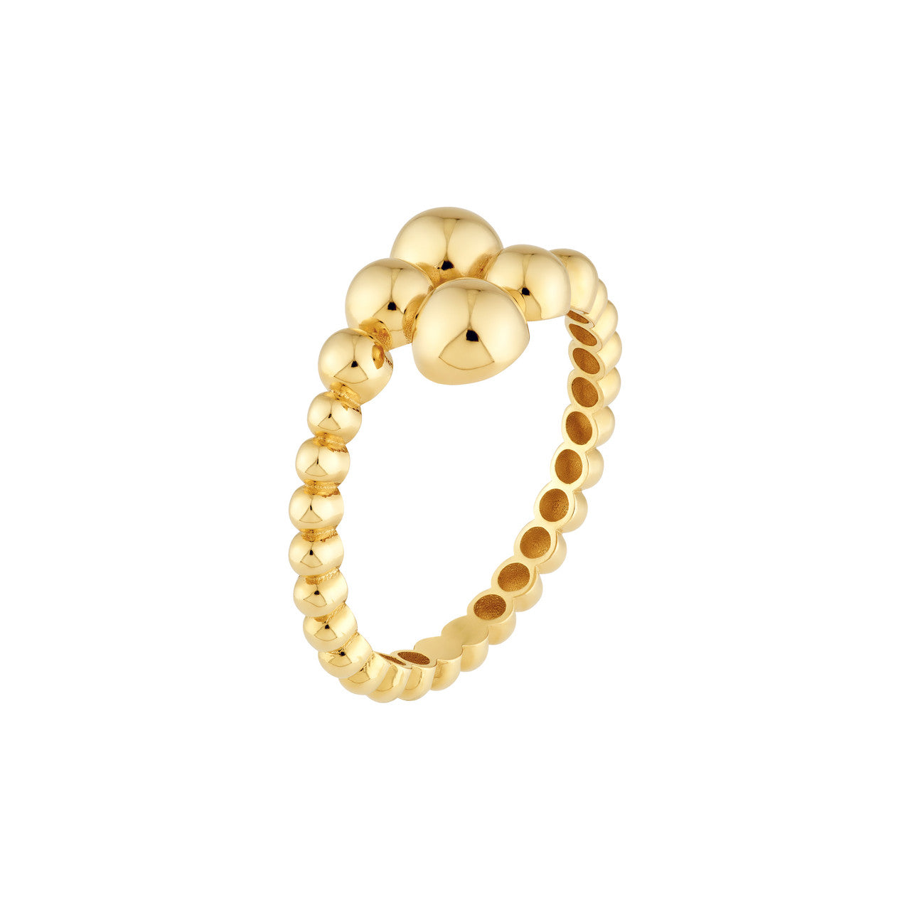 14K Yellow Gold Graduated Bead Bypass Ring - Replica Handbags