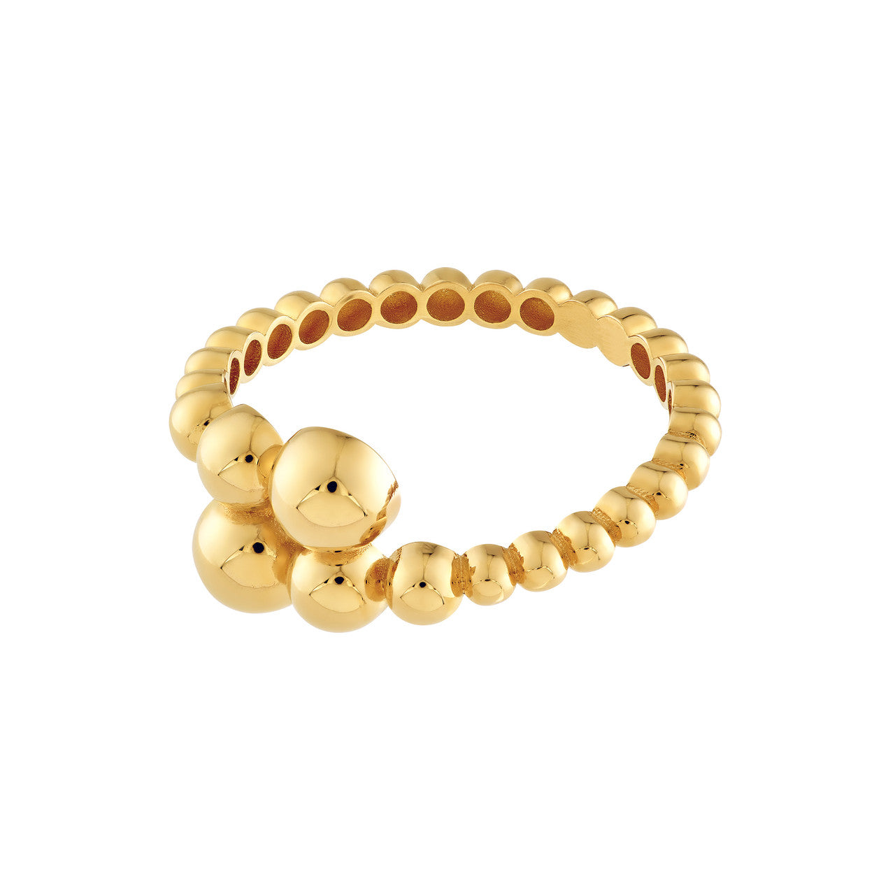 14K Yellow Gold Graduated Bead Bypass Ring -  Replica Handbags 