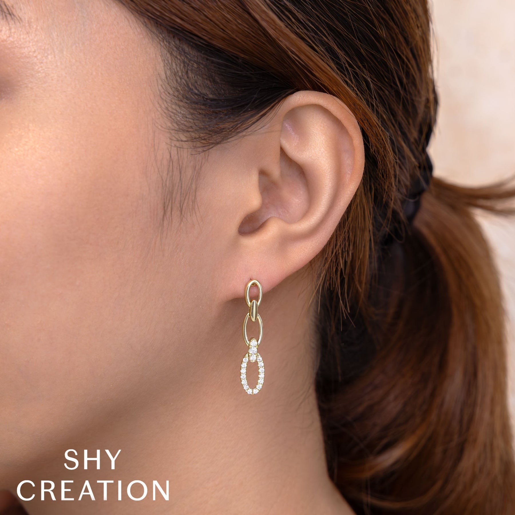 14K Yellow Gold 0.50 Carat Diamond Link Drop Earrings - Replica Handbags