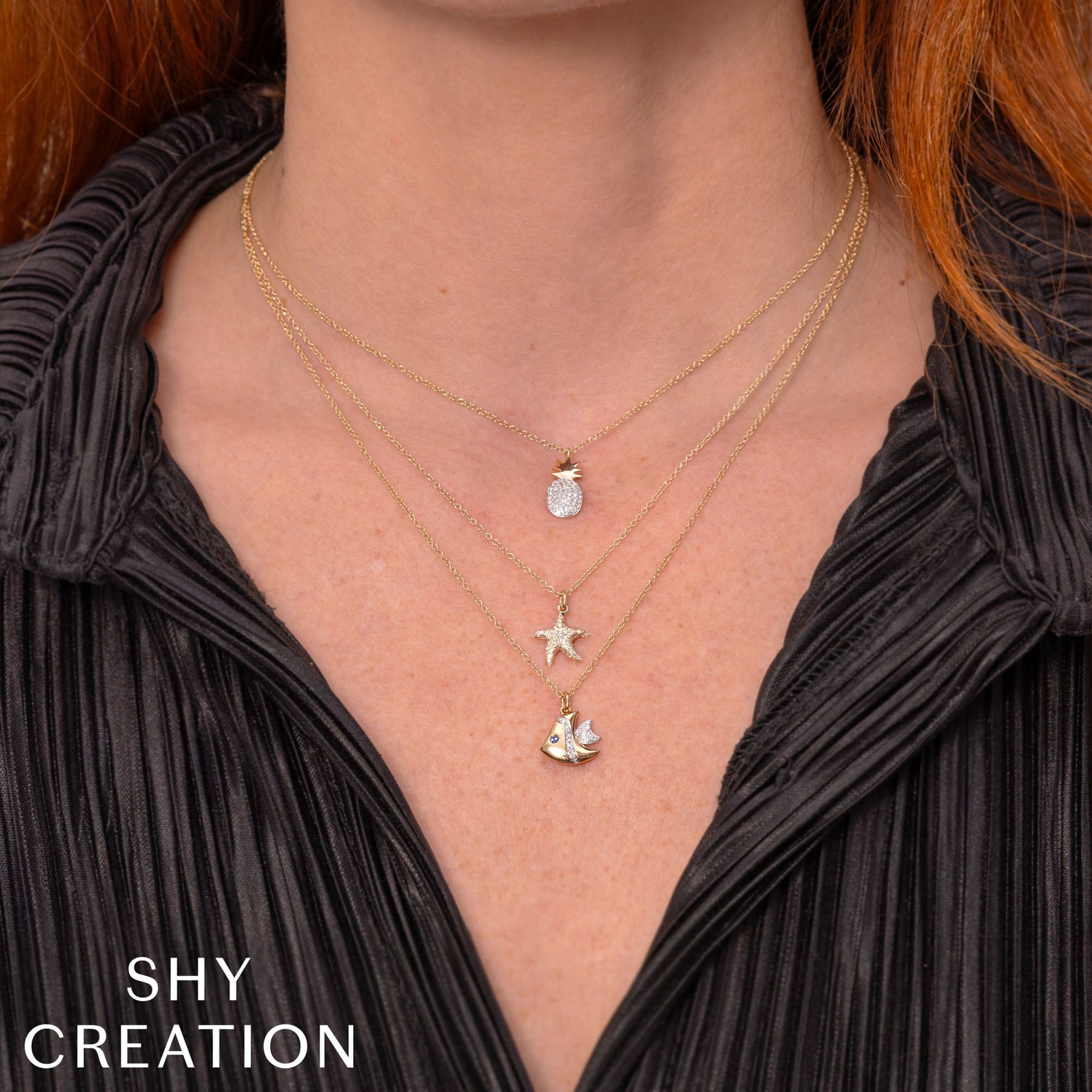 14K Gold Diamond Starfish Pendant Necklace - Replica Handbags