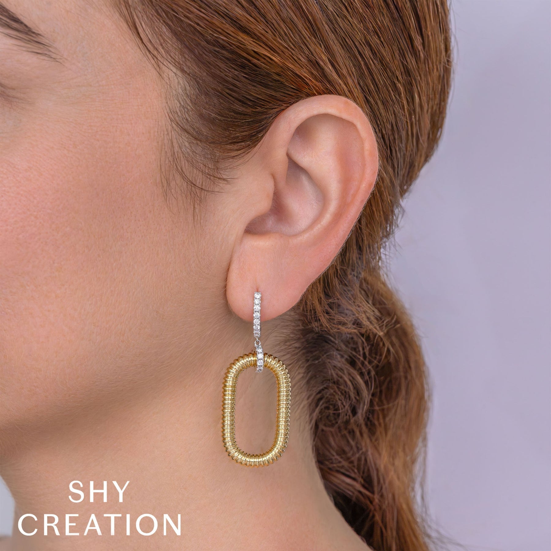 14K Gold Two Tone 0.63 Carat Diamond Ribbed Open Hoop Drop Earring -  Replica Handbags 