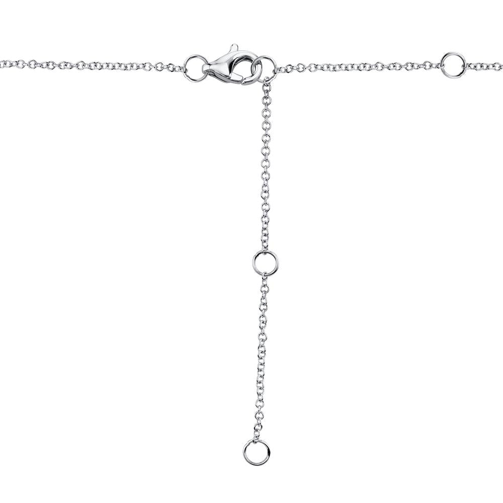 14K White Gold 0.49 Carat Sapphire Diamond Halo Station Necklace -  Replica Handbags 