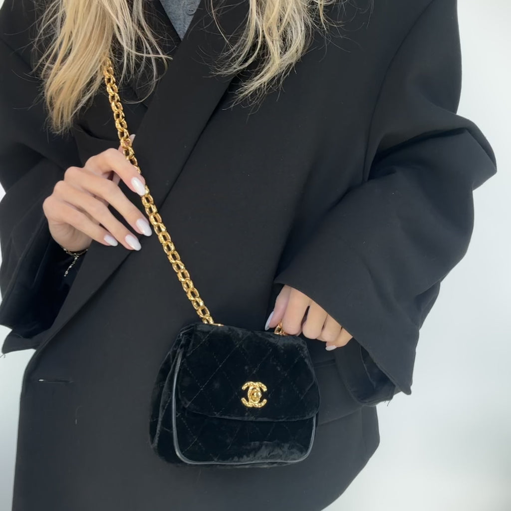 Chanel Quilted CC Velvet Bijoux Chain Crossbody -  Replica Handbags 