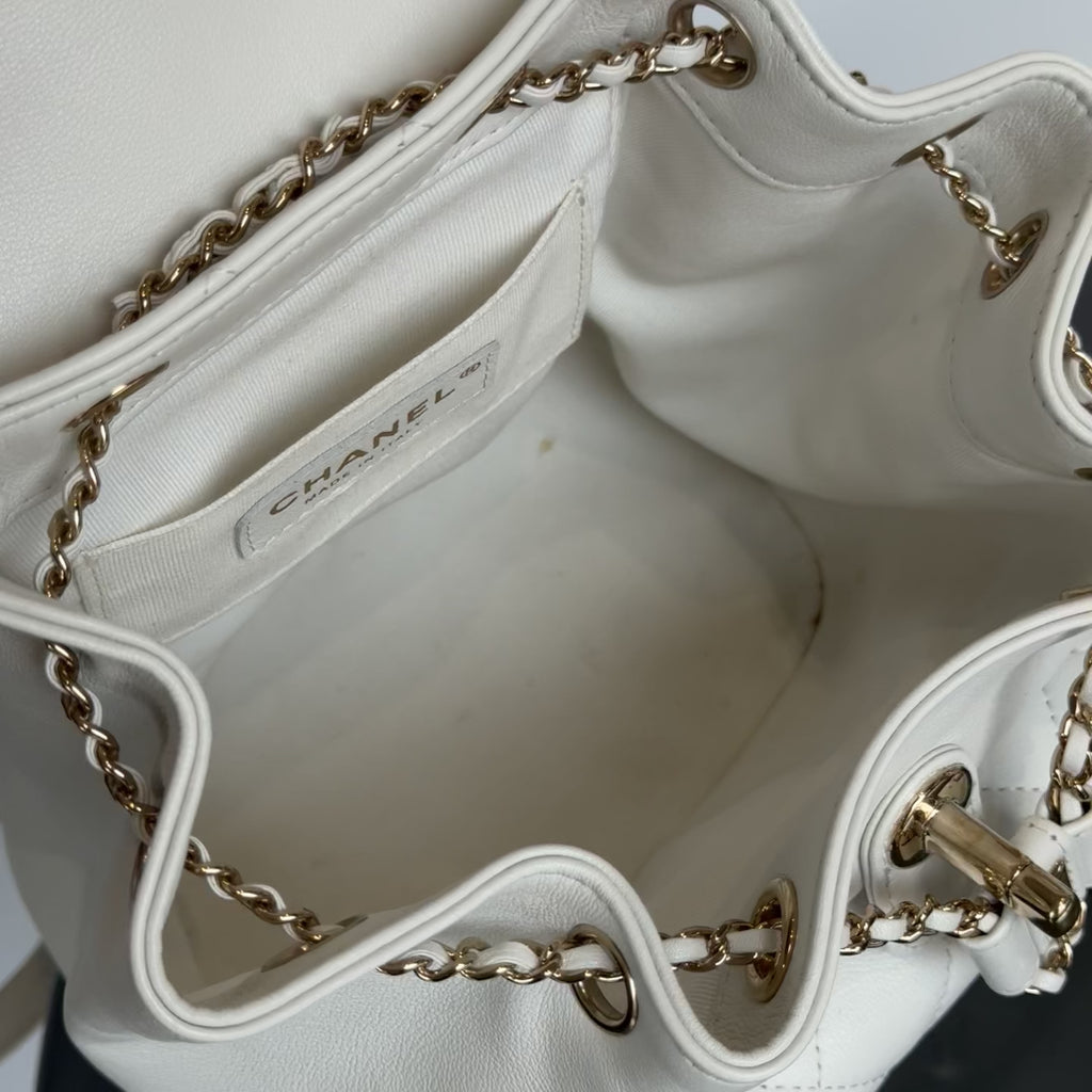 Chanel Small Duma Pockets Drawstring Backpack White -  Replica Handbags 