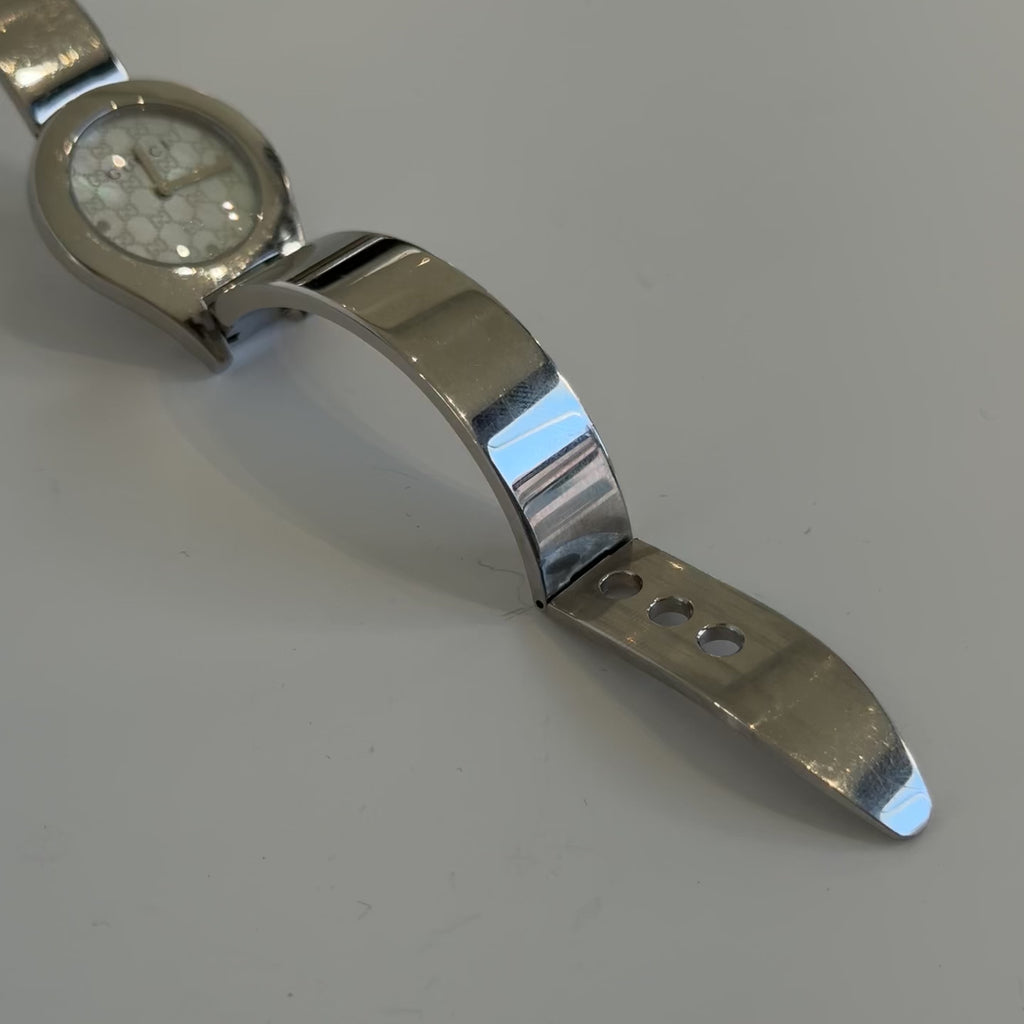 Gucci 6700L Stainless Steel Mother Of Pearl Dial Bangle Watch -  Replica Handbags 