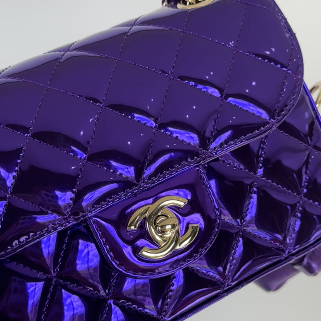 Chanel Metallic Lambskin Hollywood Boulevard Flap Bag With Star Clip On Coin Purse Purple -  Replica Handbags 