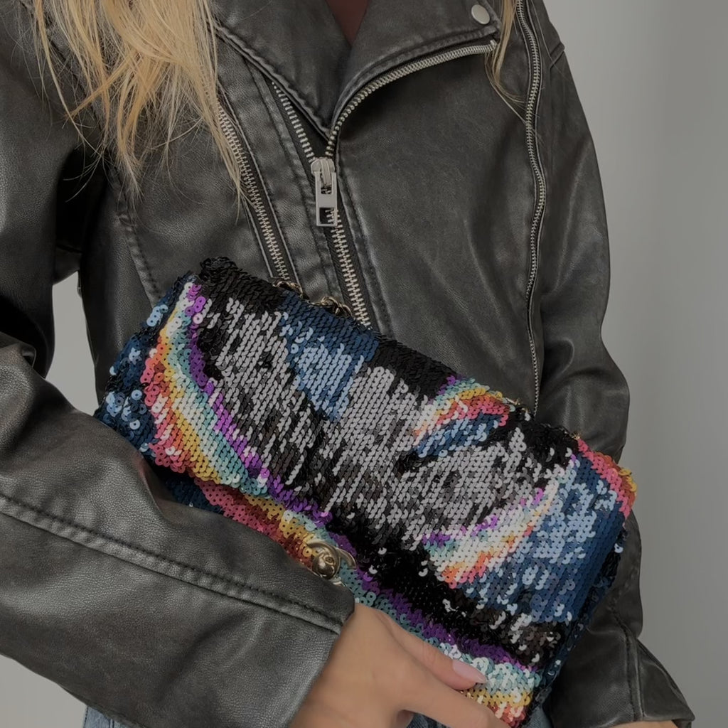 Chanel Rainbow Sequin 2021 Flap Bag -  Replica Handbags 