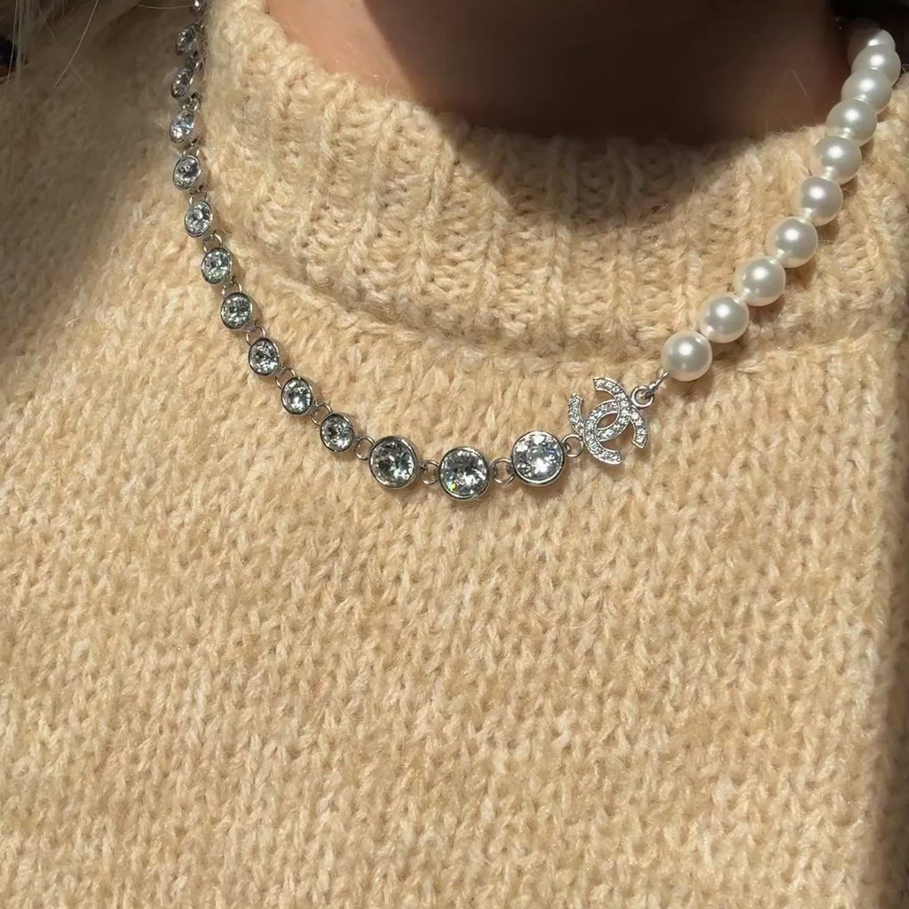 Chanel B24 Coco Pearl + Rhinestone Necklace -  Replica Handbags 