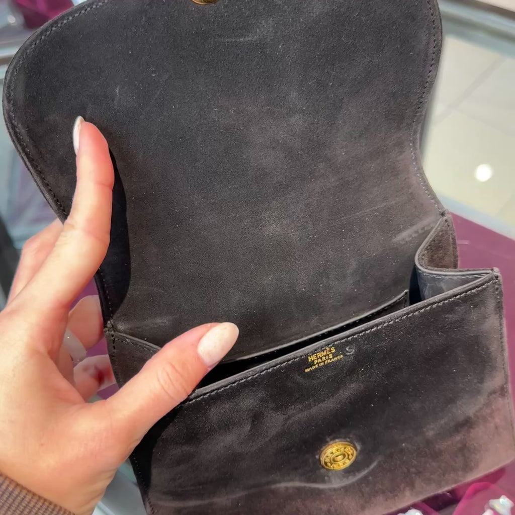 Vintage Rare Hermes Ilio Bag Top Handle Suede -  Replica Handbags 