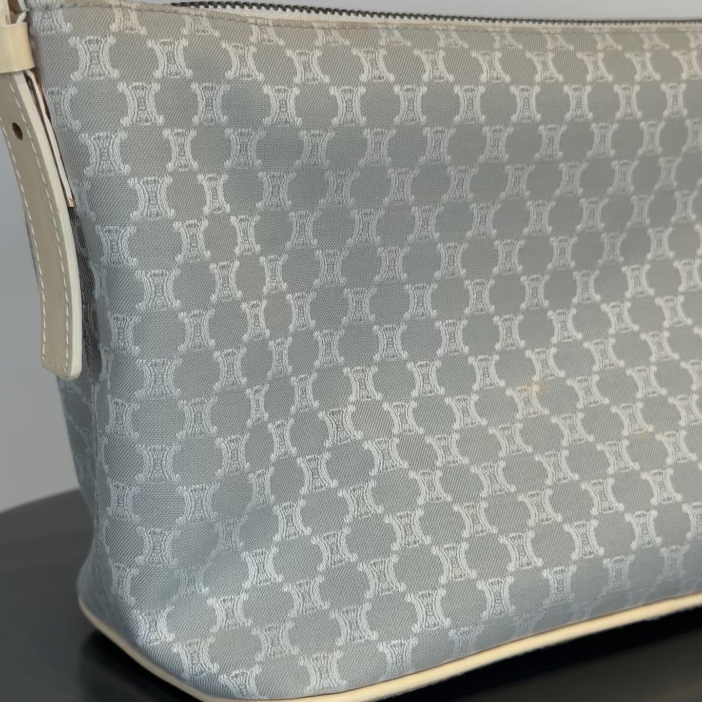 Vintage Celine Canvas Blue Triomphe Pochette -  Replica Handbags 