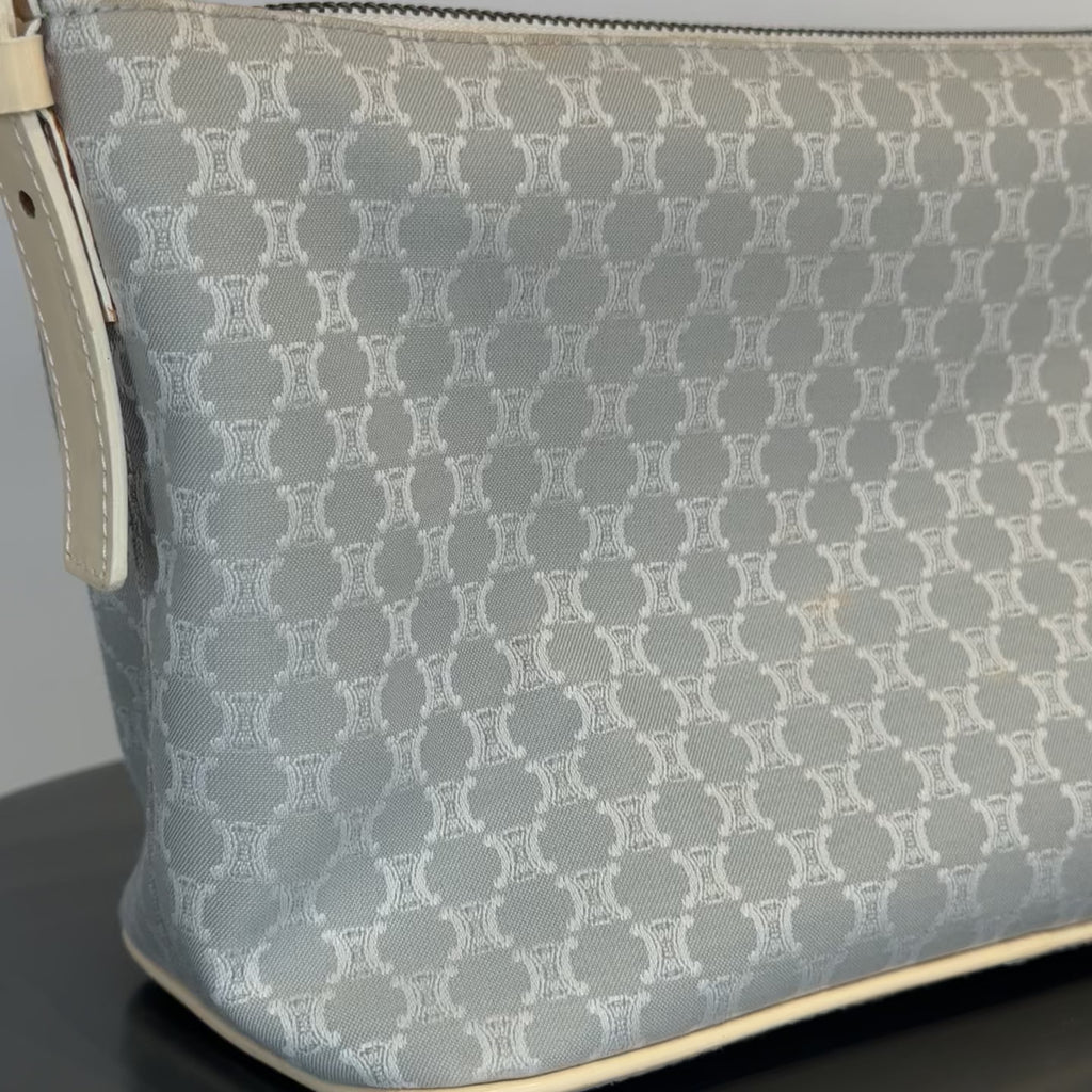 Vintage Celine Canvas Blue Triomphe Pochette -  Replica Handbags 