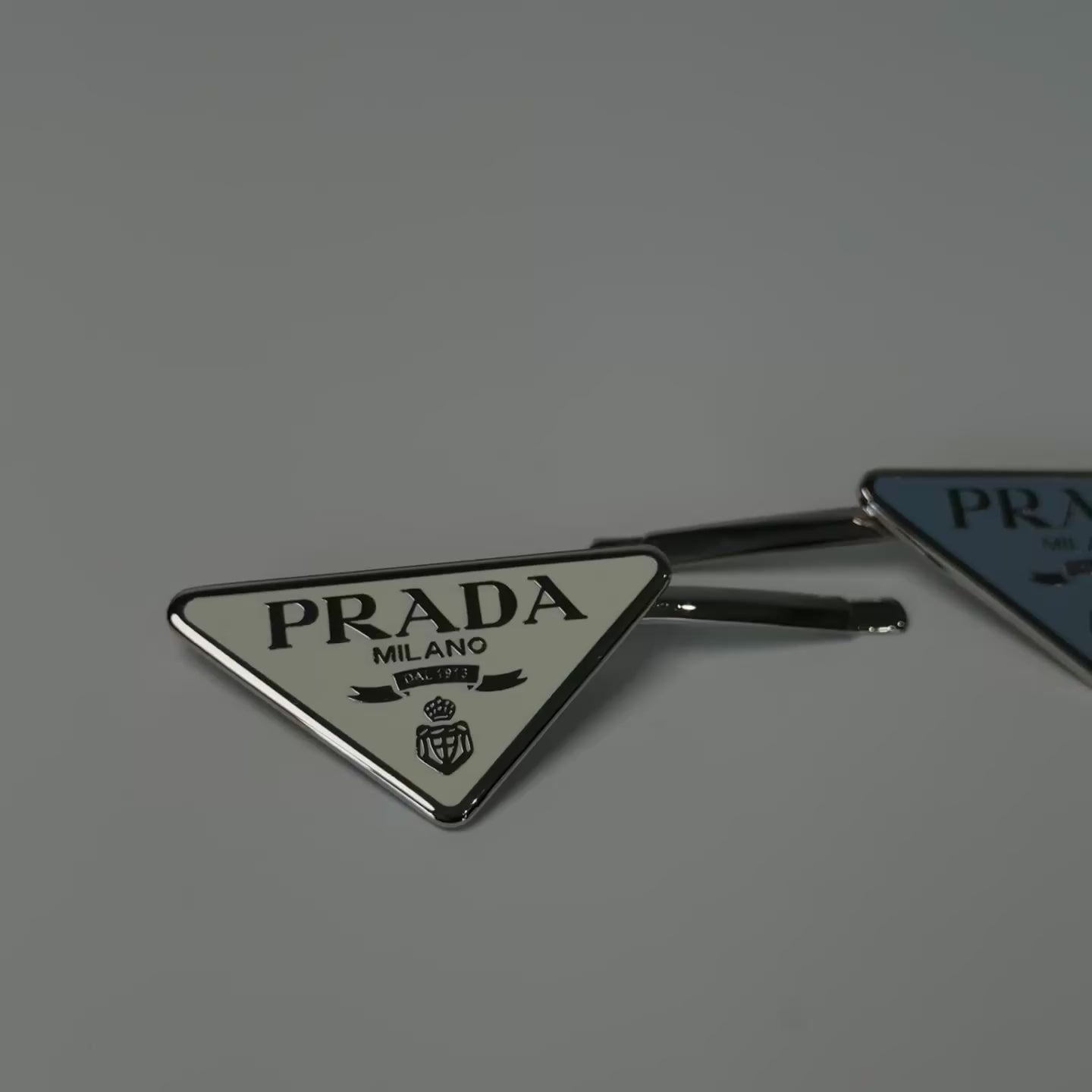 Prada Enamel Triangle Logo Hair Clips -  Replica Handbags 