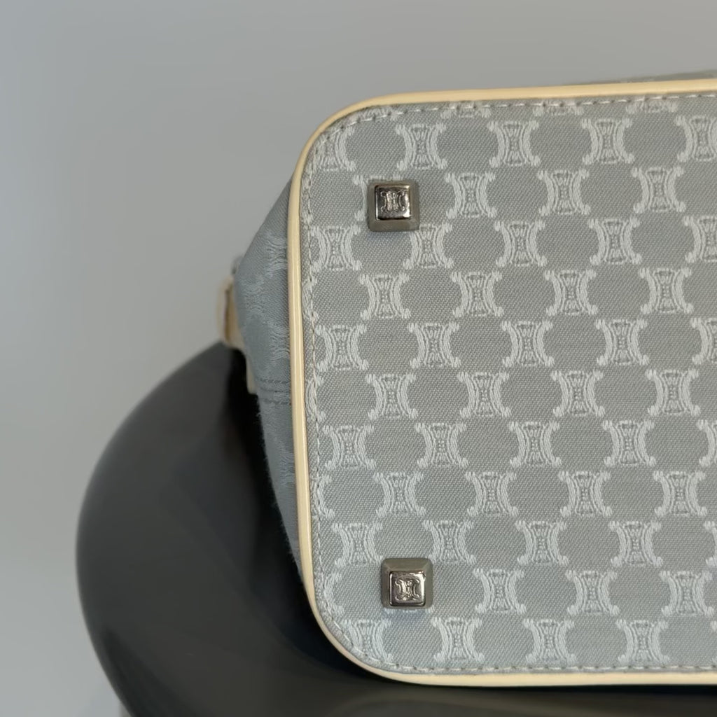 Vintage Celine Canvas Blue Triomphe Pochette -  Replica Handbags 