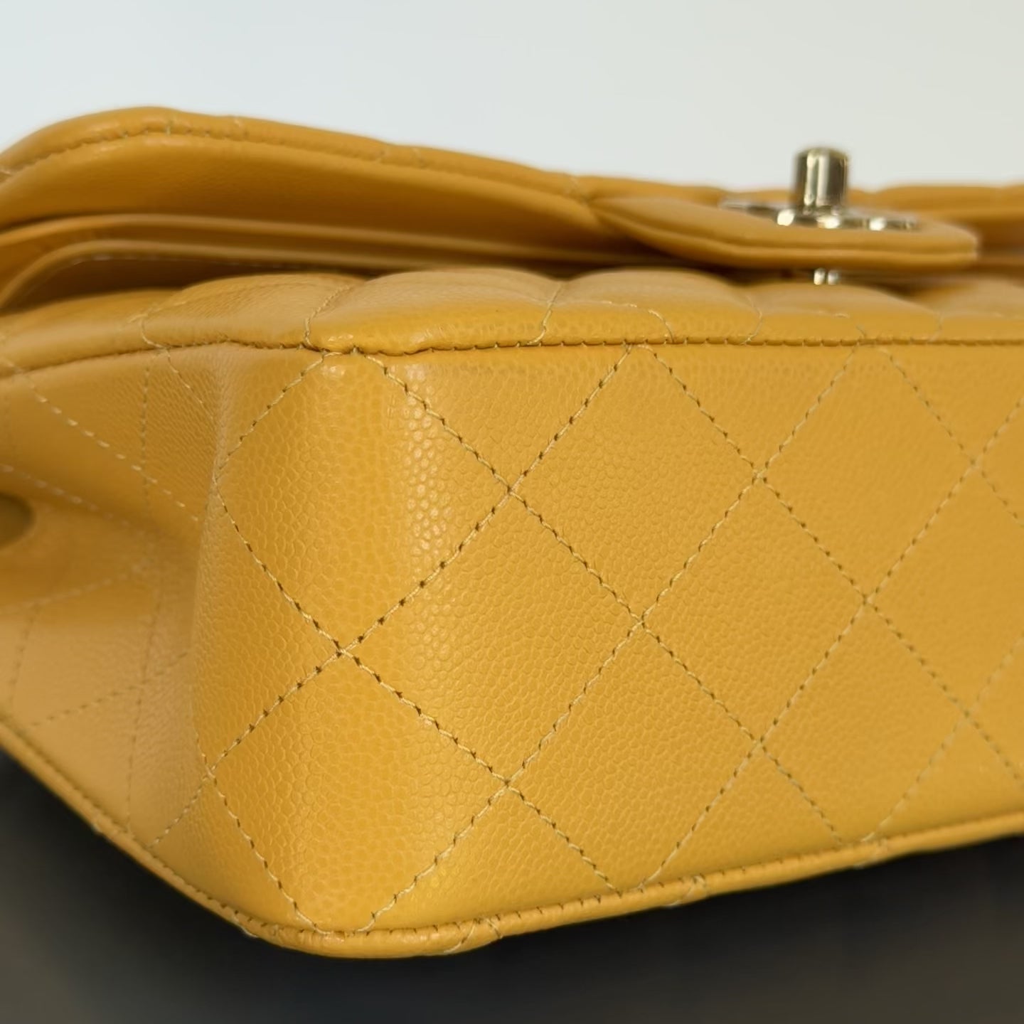 Chanel Double Flap Yellow Caviar -  Replica Handbags 