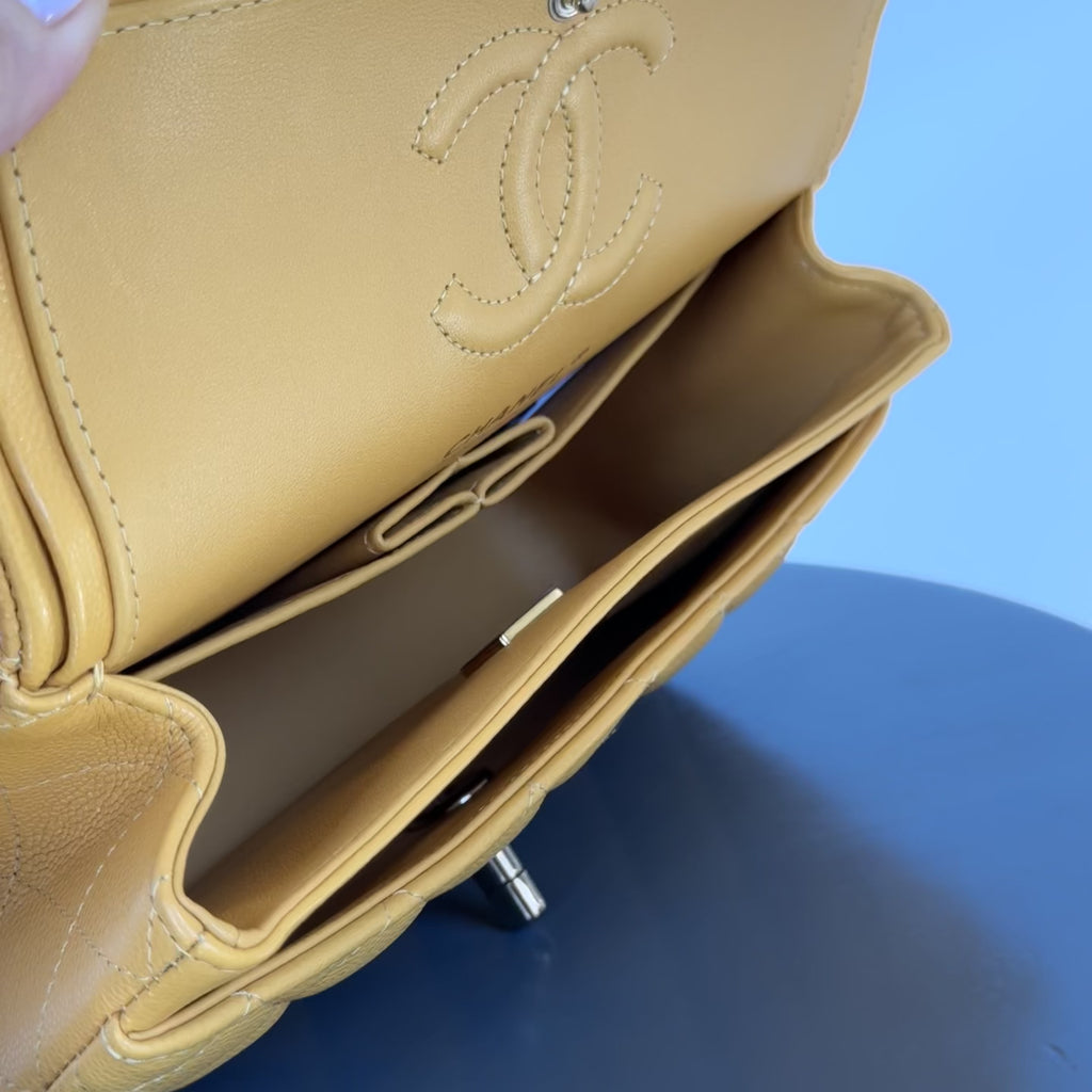 Chanel Double Flap Yellow Caviar -  Replica Handbags 