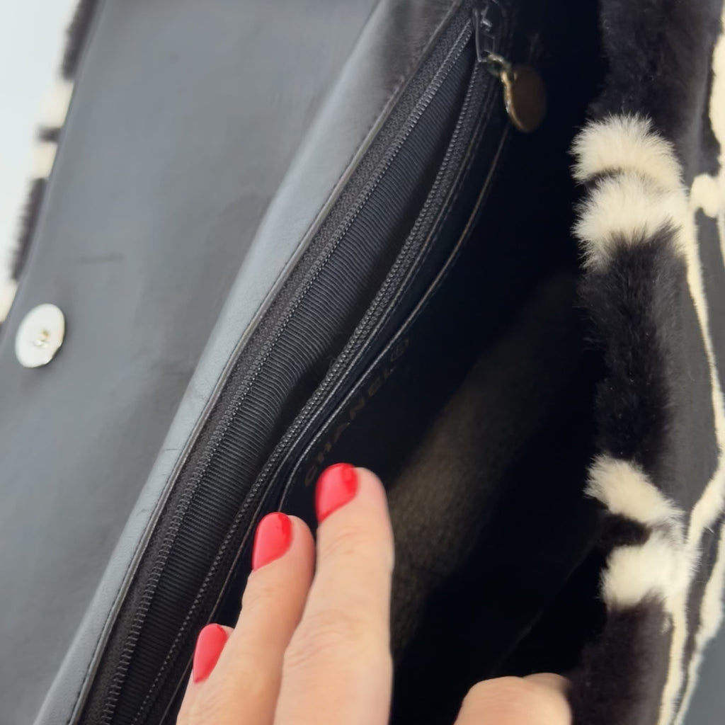 Chanel Mouton Shearling and Suede Bag 1996-1997 -  Replica Handbags 