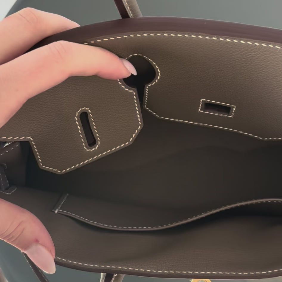 Hermes Evercolor Shoulder Birkin Light 29 Etoupe / Gold Hardware -  Replica Handbags 