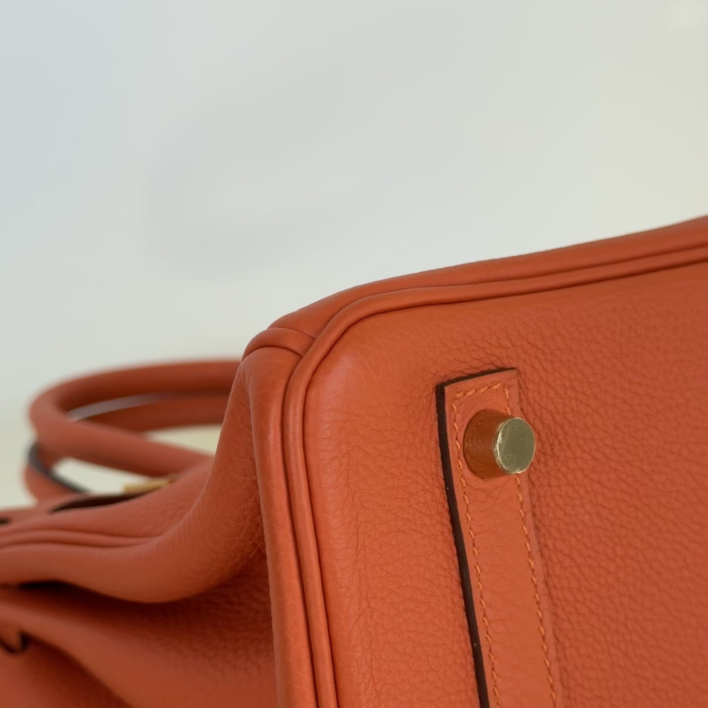 Hermes Birkin 30 Feu Togo Gold Hardware 2017 -  Replica Handbags 