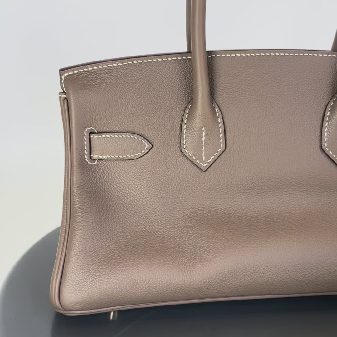 Hermes Evercolor Shoulder Birkin Light 29 Etoupe / Gold Hardware -  Replica Handbags 