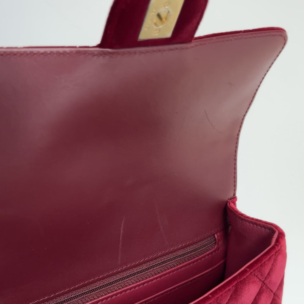 Chanel Burgundy Velvet Enamel Mini Flap Bag -  Replica Handbags 