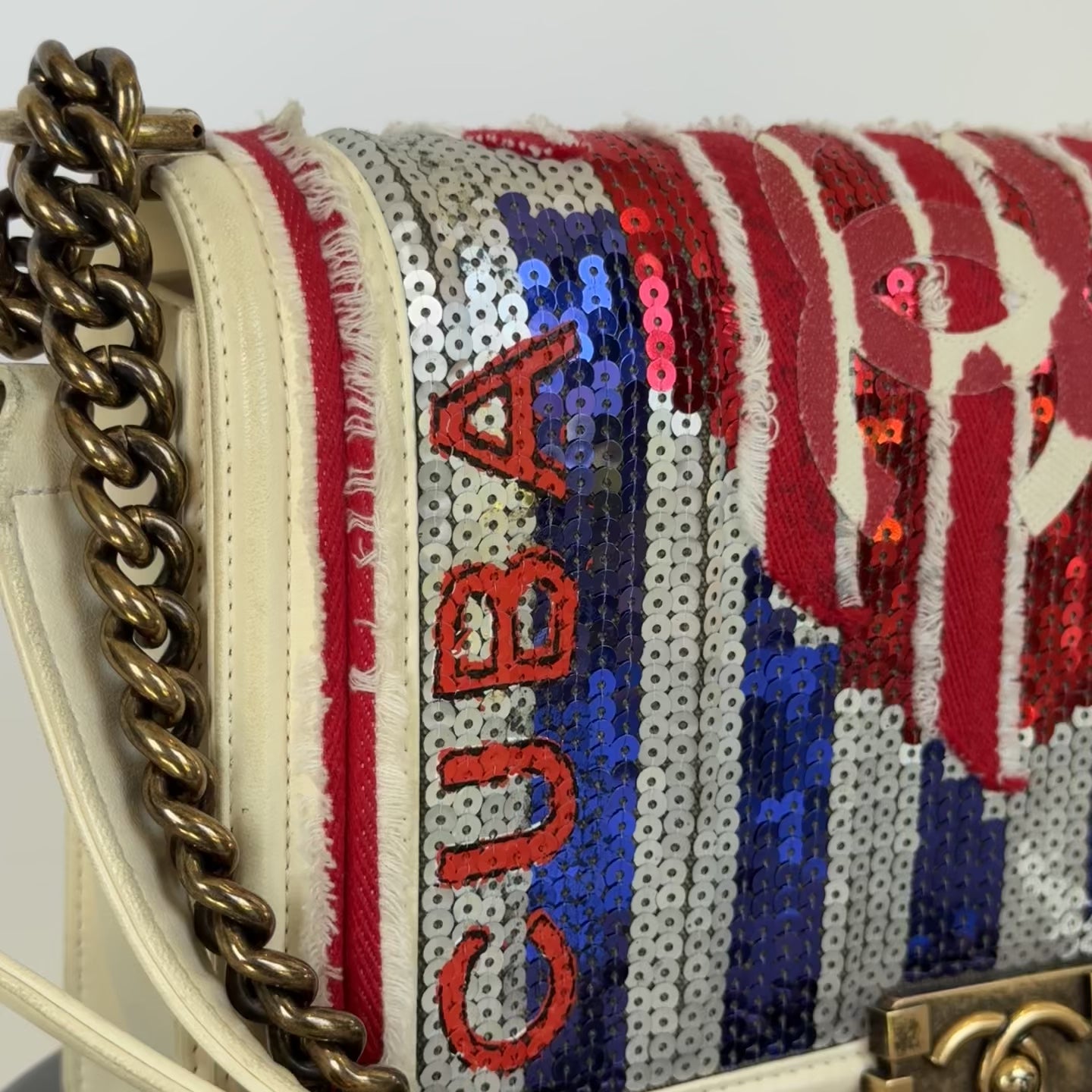 Rare Chanel Paris-Cuba Multicolor Sequin Boy Bag Medium -  Replica Handbags 