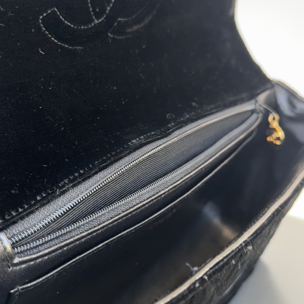 Chanel Black Quilted Velvet Medium Top Handle Bag -  Replica Handbags 