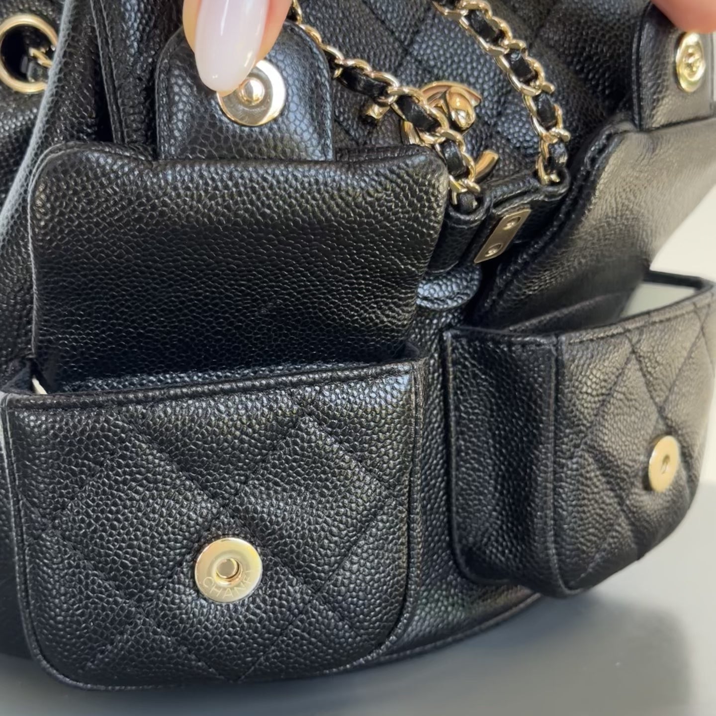 Chanel Duma Backpack Black Caviar Leather -  Replica Handbags 