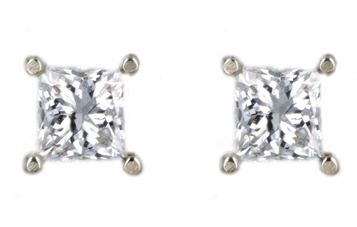 0.56 Carat Total Weight Princess Cut Diamond Martini Stud Earrings in 14K White Gold - Replica Handbags