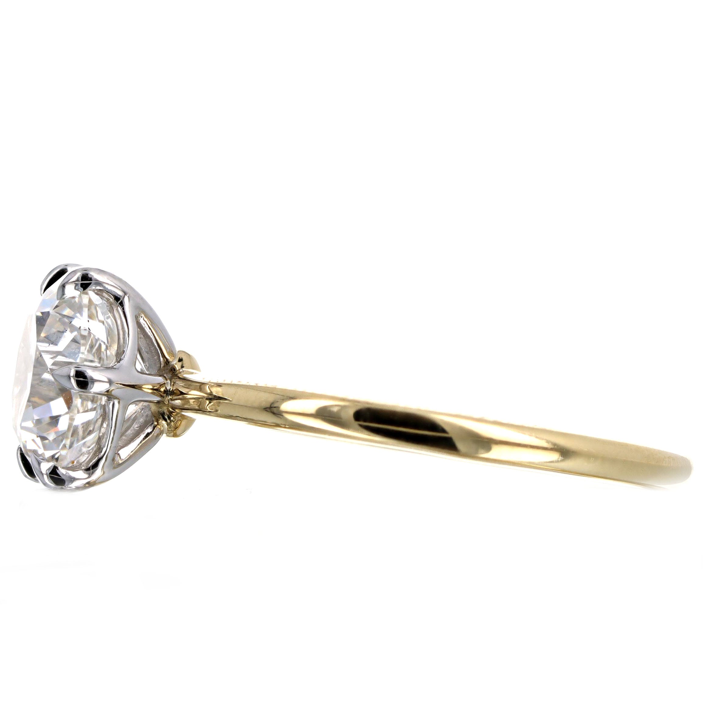 2.12 Carat Round Brilliant Diamond Solitaire Engagement Ring in 18K Yellow Gold & Platinum GIA Certified - Replica Handbags