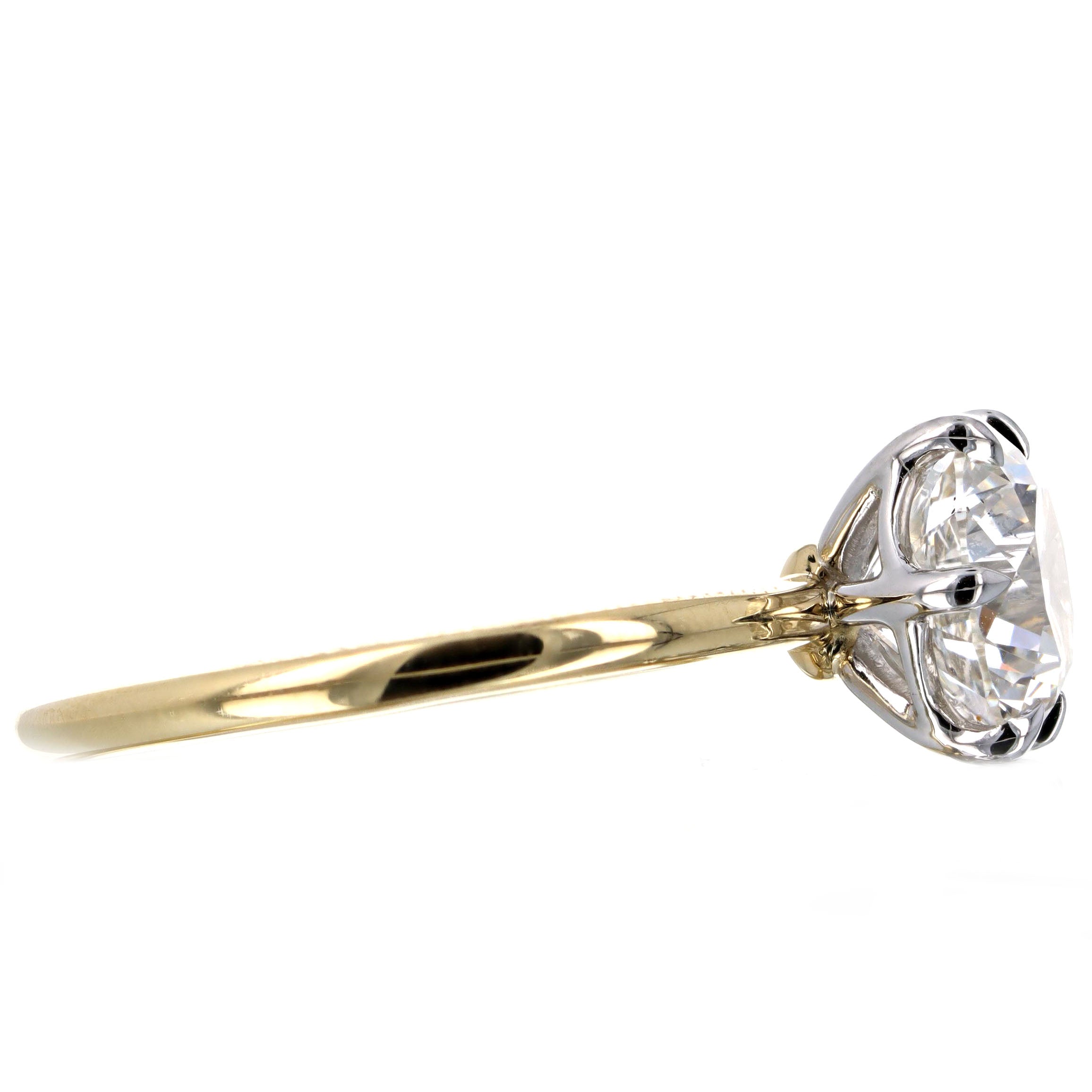 2.12 Carat Round Brilliant Diamond Solitaire Engagement Ring in 18K Yellow Gold & Platinum GIA Certified - Replica Handbags