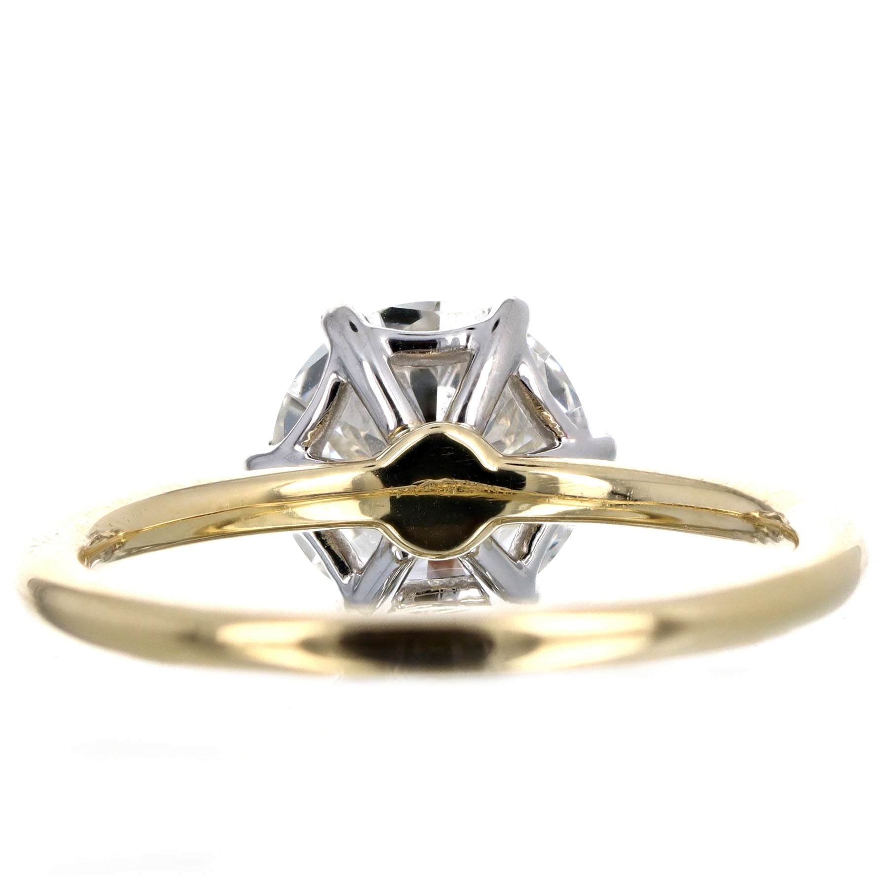2.12 Carat Round Brilliant Diamond Solitaire Engagement Ring in 18K Yellow Gold & Platinum GIA Certified - Replica Handbags